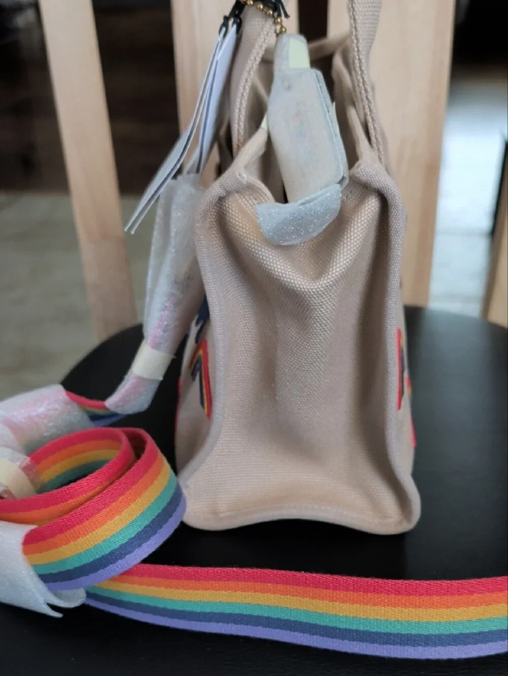 Coach Pride Rainbow Embroidered Canvas Cargo Tote Crossbody 26 NWT - Picture 4 of 10